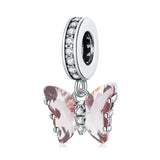 925 Silver Butterfly Dangle Charms Bead Pendant DIY Jewelry