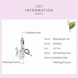 925 Sterling Silver Girl Pendant Charm Bead for Bracelet Necklace DIY Jewelry