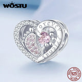 925 Sterling Silver Pink Pet Paw Heart Charm Bead