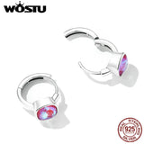 925 Sterling Silver Big Rainbow Crystal Hoop Earrings