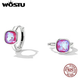 925 Sterling Silver Big Rainbow Crystal Hoop Earrings