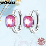 925 Sterling Silver Big Rainbow Crystal Hoop Earrings
