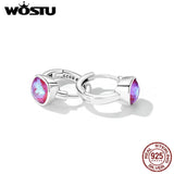 925 Sterling Silver Big Rainbow Crystal Hoop Earrings