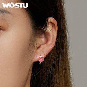 925 Sterling Silver Big Rainbow Crystal Hoop Earrings
