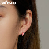 925 Sterling Silver Big Rainbow Crystal Hoop Earrings