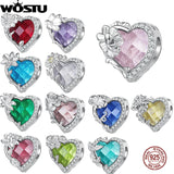 925 Silver Heart Bead Birthstone Charm for Bracelet DIY Jewelry Making