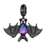 925 Silver Bat Spider Charm Bead Glass Bracelet Jewelry Halloween
