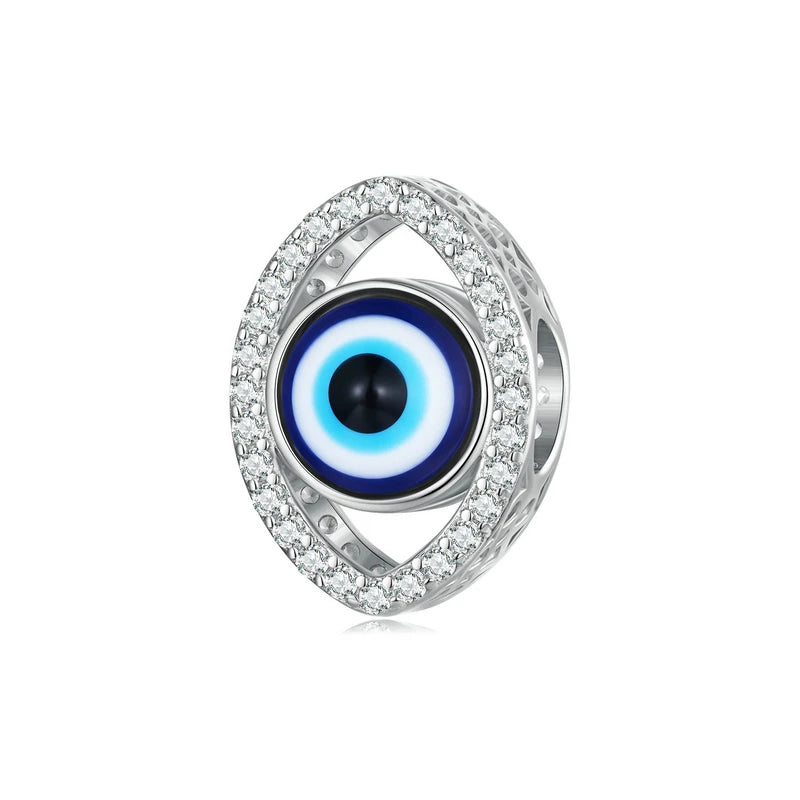 925 Silver Evil Eye Charms Hand Beads Fit DIY Necklace Jewelry