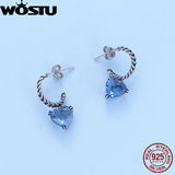925 Silver Heart CZ Dangle Earrings Cuban Chain Ear Studs Punk Party Jewelry