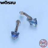 925 Silver Heart CZ Dangle Earrings Cuban Chain Ear Studs Punk Party Jewelry