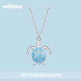 925 Sterling Silver Sea Ocean Turtle Necklace Long Chain Link Necklace