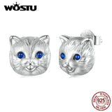 925 Silver Zircon Eye Cat Stud Earrings Birthday Gift