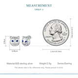 925 Silver Zircon Eye Cat Stud Earrings Birthday Gift