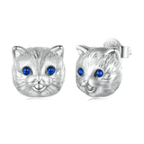 925 Silver Zircon Eye Cat Stud Earrings Birthday Gift