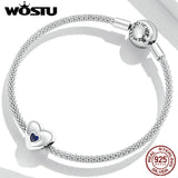 925 Sterling Silver Zircon Heart Love Charm Bead Pendant