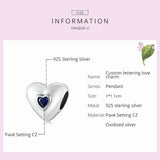 925 Sterling Silver Zircon Heart Love Charm Bead Pendant