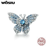 925 Sterling Silver Butterfly Charm Zircon Beads Bracelet Pendant