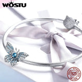 925 Sterling Silver Butterfly Charm Zircon Beads Bracelet Pendant