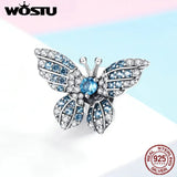 925 Sterling Silver Butterfly Charm Zircon Beads Bracelet Pendant