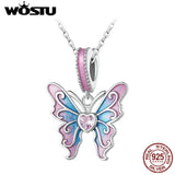 925 Silver Butterfly Fairy Charm Gradient CZ Pendant
