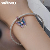 925 Silver Butterfly Fairy Charm Gradient CZ Pendant