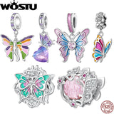 925 Silver Butterfly Fairy Charm Gradient CZ Pendant