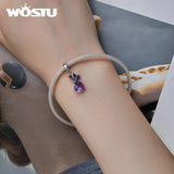925 Silver Butterfly Hanging Bead with Purple Glass for Women