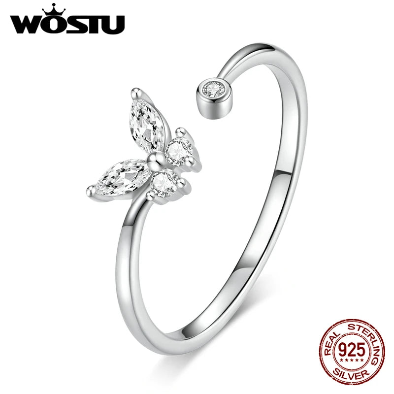 925 Silver Butterfly Tail Ring Adjustable for Women CTR178
