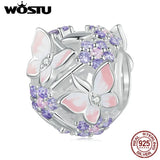 925 Silver Butterfly Zircon Bead Charm for Women