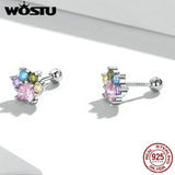925 Silver Colorful Animals Paws Stud Earrings CQE1334