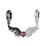 925 Sterling Silver Chameleon Beads Angel Wings Safety Chain Charm