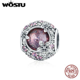 925 Silver Cherry Blossoms Bead Pendant for DIY Jewelry