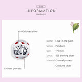 925 Sterling Silver Charm Foot Hand Bead Round Heart Pendant