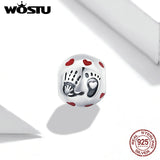 925 Sterling Silver Charm Foot Hand Bead Round Heart Pendant