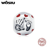 925 Sterling Silver Charm Foot Hand Bead Round Heart Pendant