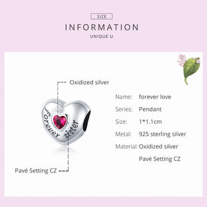925 Silver Charm Love Heart Pendant for Bracelet Necklace CQC1835
