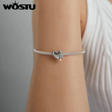 925 Silver Heart Charm Bead Love Family Pendant DIY Jewelry