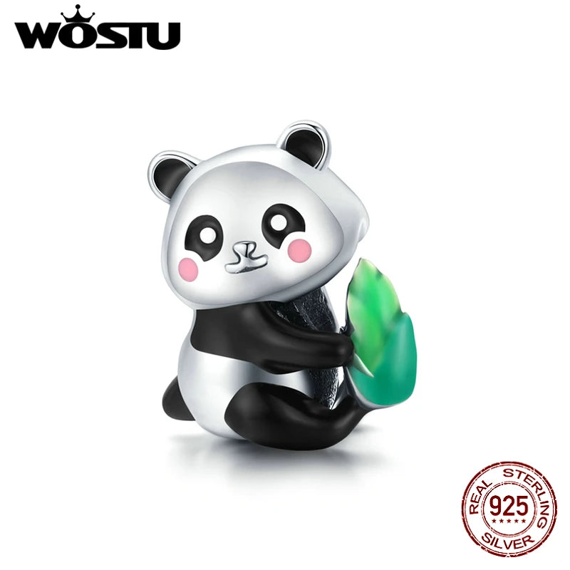 925 Sterling Silver Charm Lovely Panda Bead Animal Pendant