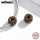 925 Silver Rainbow Donut Charm Bead Pendant DIY Jewelry
