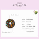 925 Silver Rainbow Donut Charm Bead Pendant DIY Jewelry