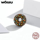 925 Silver Rainbow Donut Charm Bead Pendant DIY Jewelry