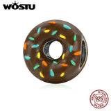 925 Silver Rainbow Donut Charm Bead Pendant DIY Jewelry