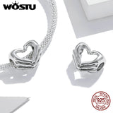 925 Silver Love Hand Bead Heart Pendant for Bracelet Necklace CTC498