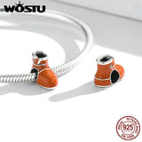 925 Silver Winter Mini Cotton Shoes Bead Pendant