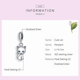 925 Silver Cat Charm Pendant for Women DIY Jewelry