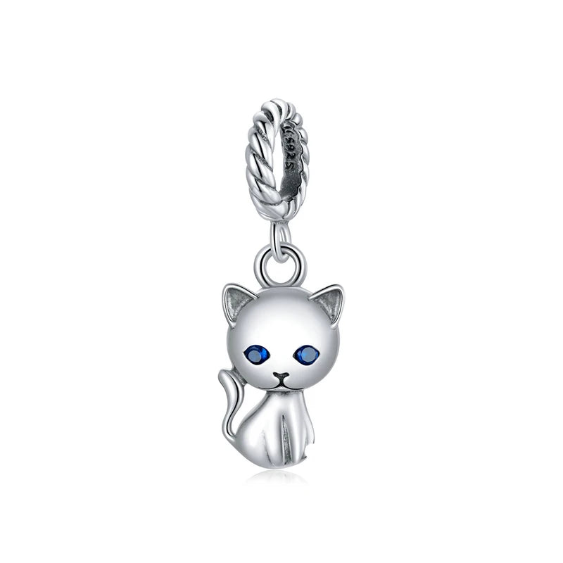 925 Silver Cat Charm Pendant for Women DIY Jewelry