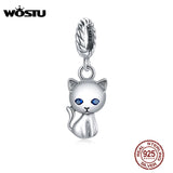 925 Silver Cat Charm Pendant for Women DIY Jewelry