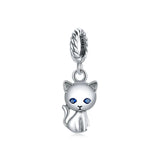 925 Silver Cat Charm Pendant for Women DIY Jewelry