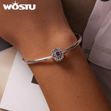 925 Silver Charm Bead Vintage Pattern Zircon Bracelet DIY