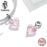 925 Silver Heart Love Bead Purple Bracelet Necklace CQC1816